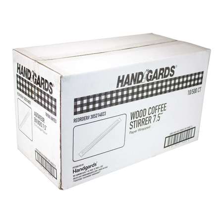 HANDGARDS Handgards 7.5" Individually Wrapped Wood Coffee Stirrer, PK5000 305214023